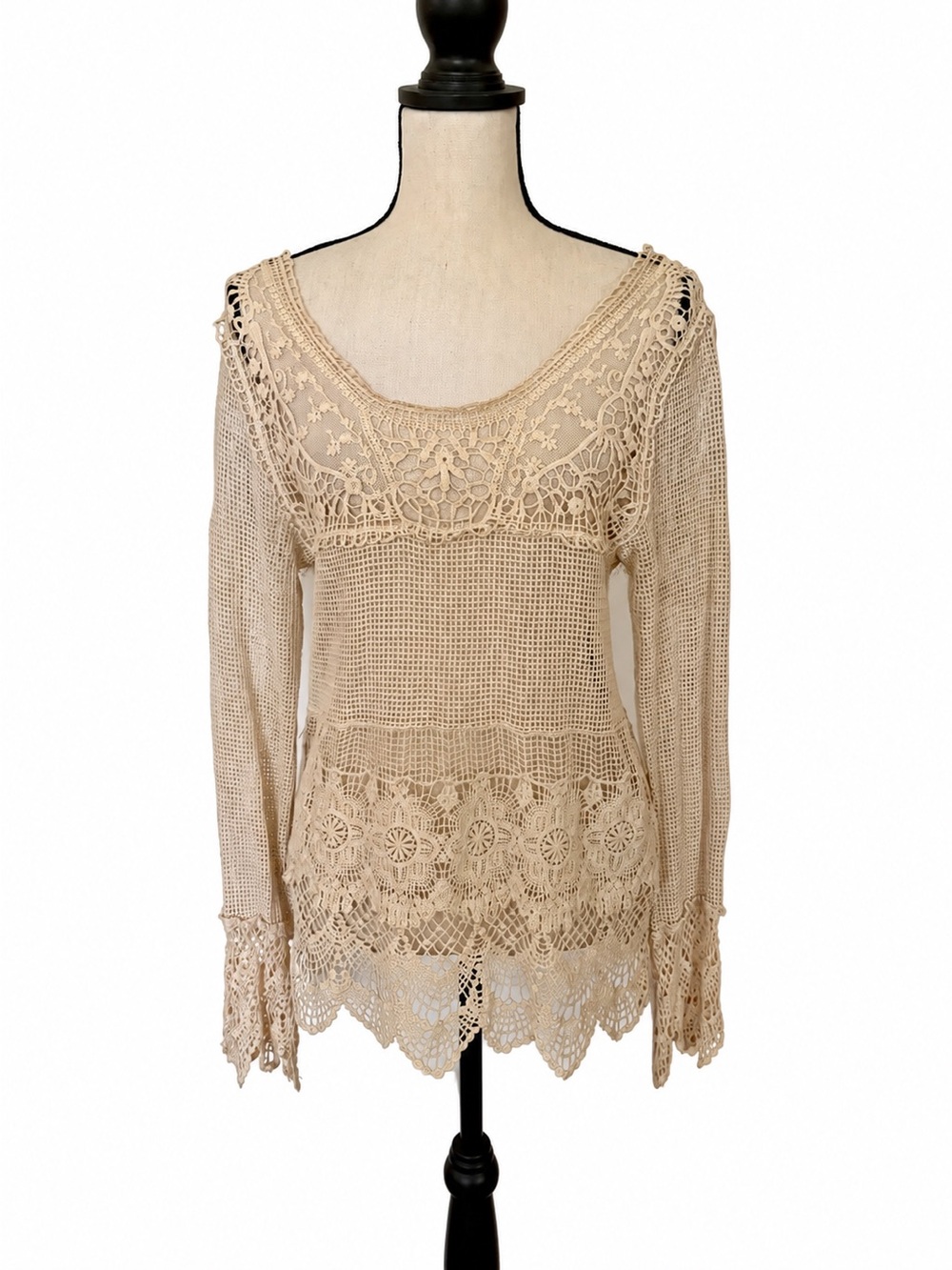 ✨ Staring at Stars Cream Crochet Lace Boho Top ✨